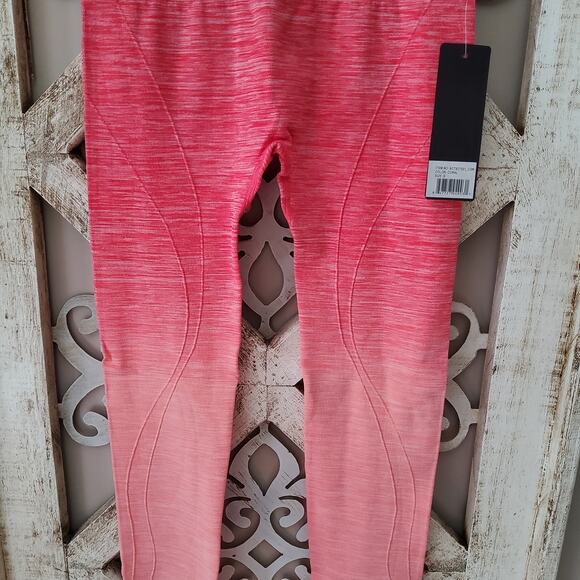 Yelete Women's Stretchy High Fold Over Waist Leggings Coral Ombre Size Small - Picture 8 of 8